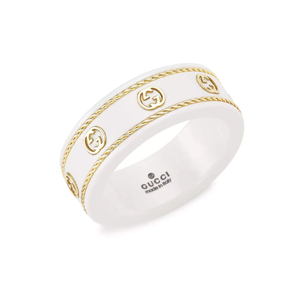 18KT GOLD GUCCI ICON RING.