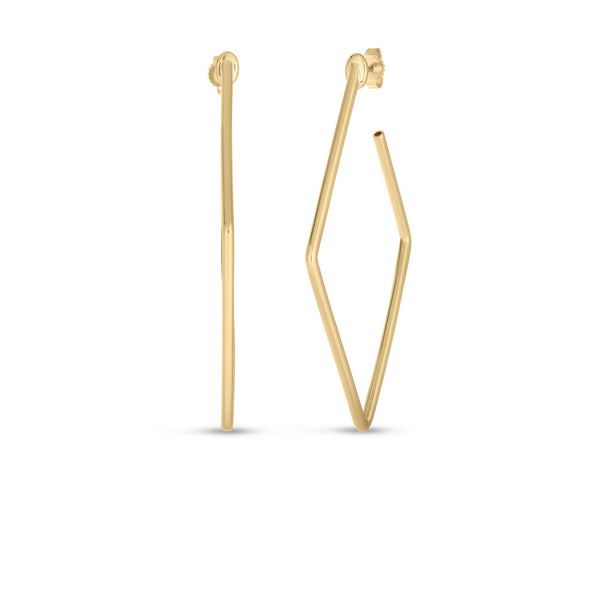 18KT GOLD ROBERTO COIN SQUARE HOOP EARRINGS.