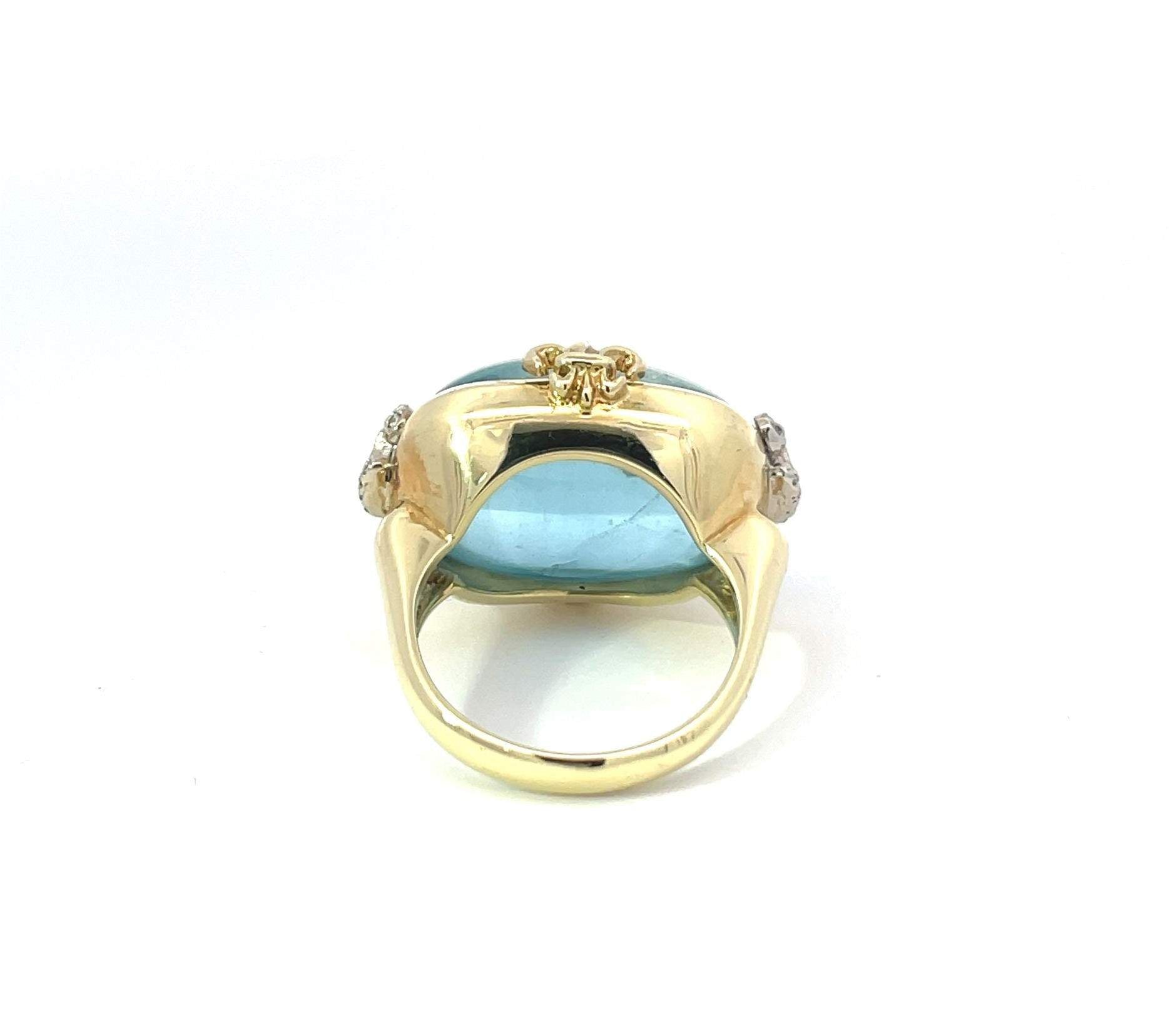 YELLOW GOLD AQUAMARINE & DIAMOND RING