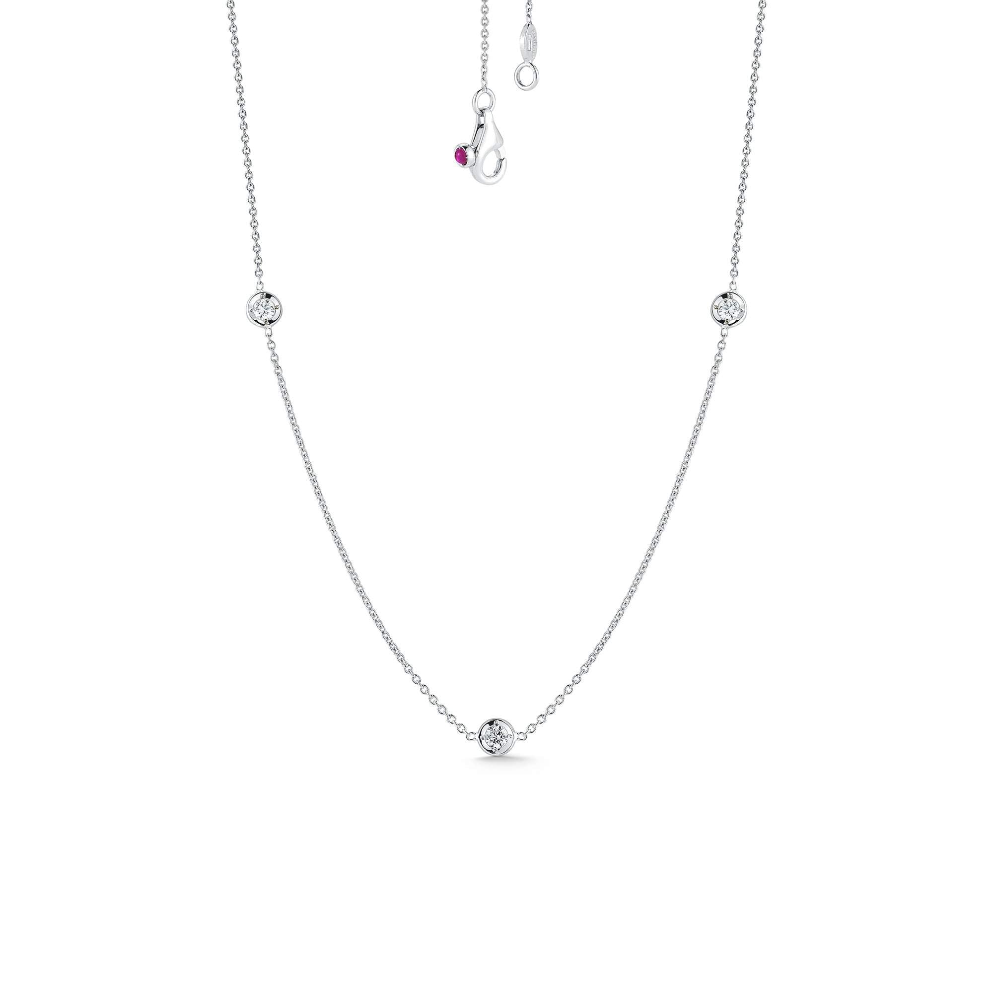 18KT ROBERTO COIN 3 STATION DIAMOND NECKLACE