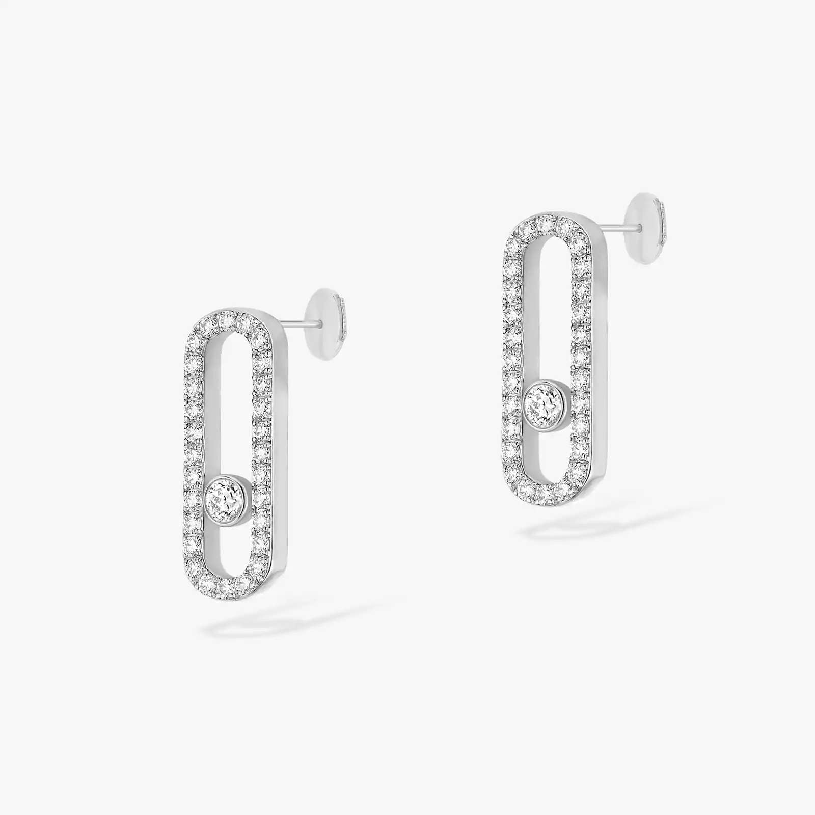 18KT GOLD MESSIKA MOVE UNO PAVE EARRINGS.