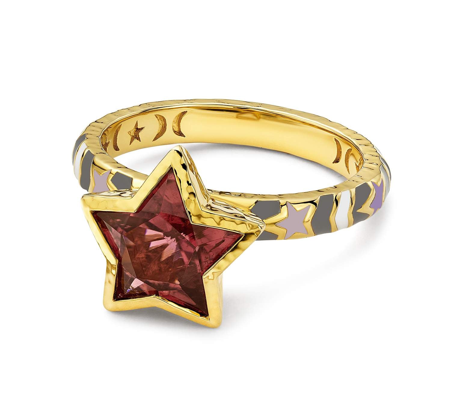 BUDDHA MAMA TOURMALINE & ENAMEL STAR RING.