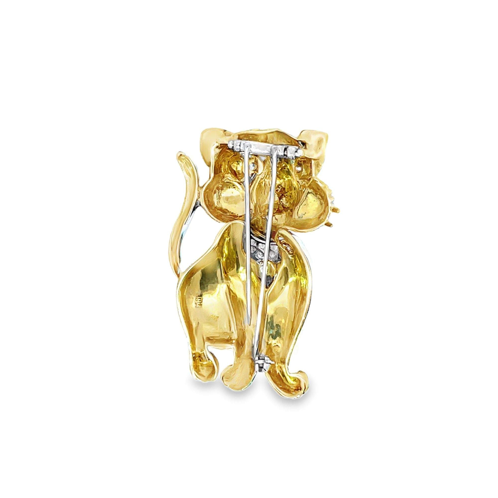 18KT GOLD VINTAGE CAT PIN