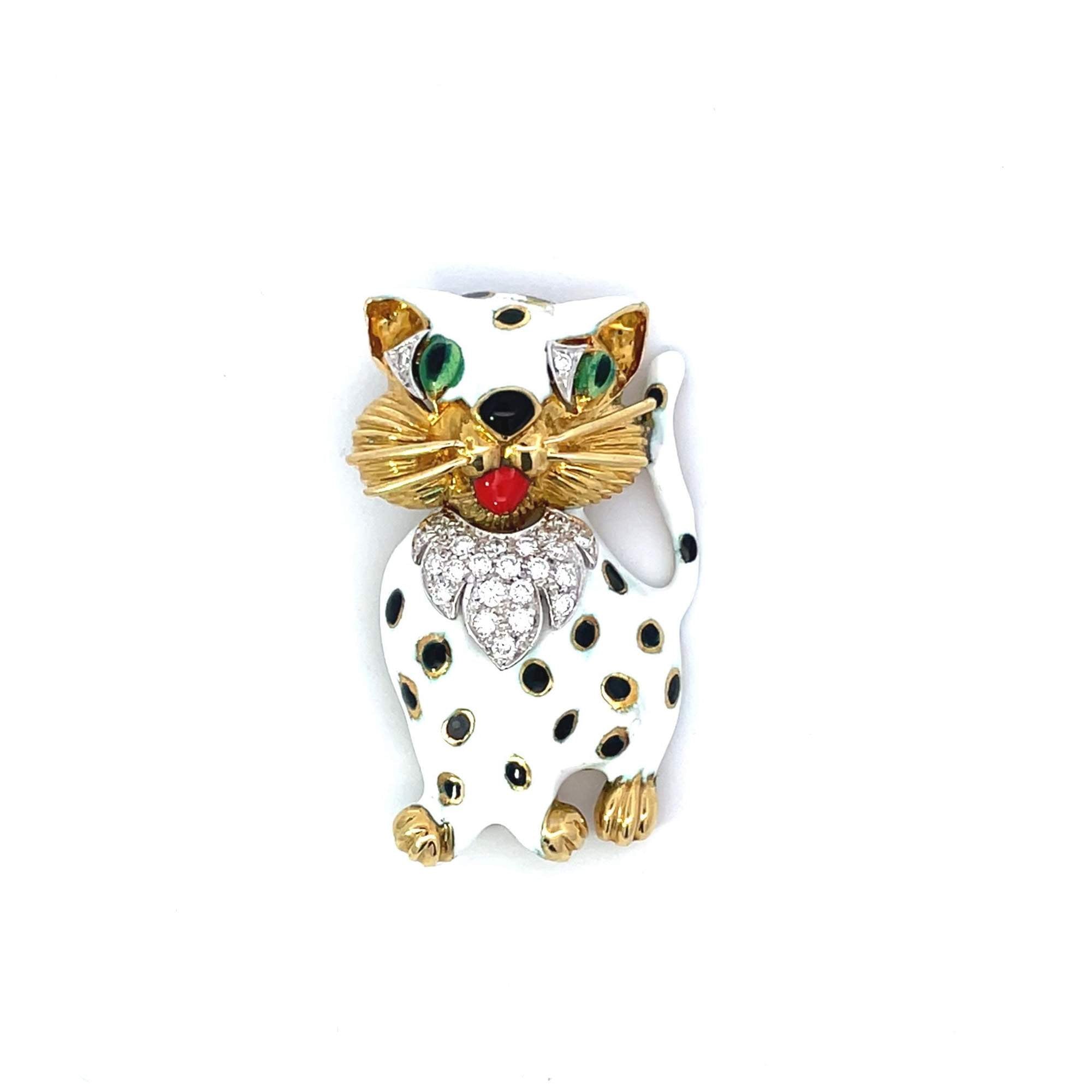 18KT GOLD VINTAGE CAT PIN