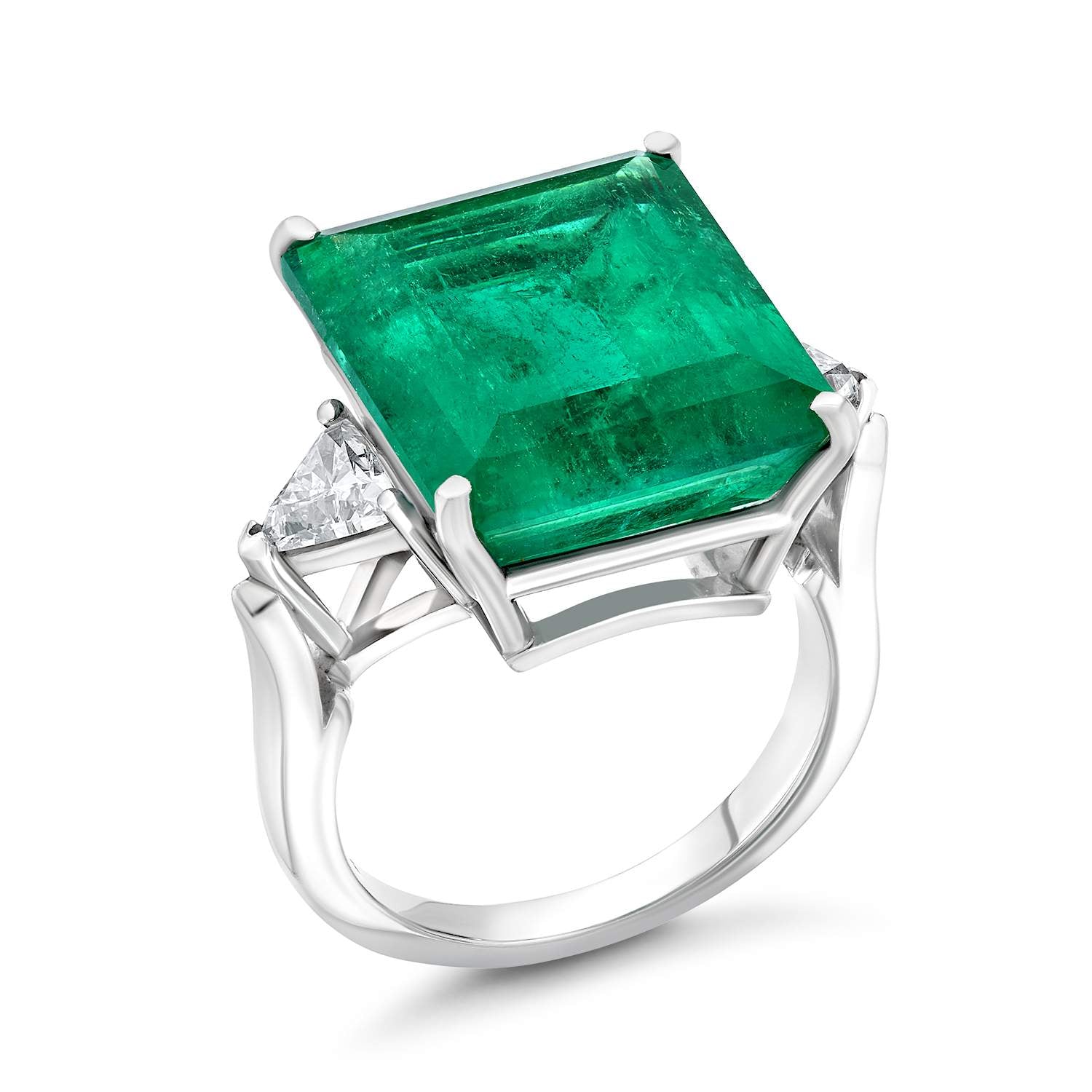 PLATINUM COLOMBIAN EMERALD AND DIAMOND RING