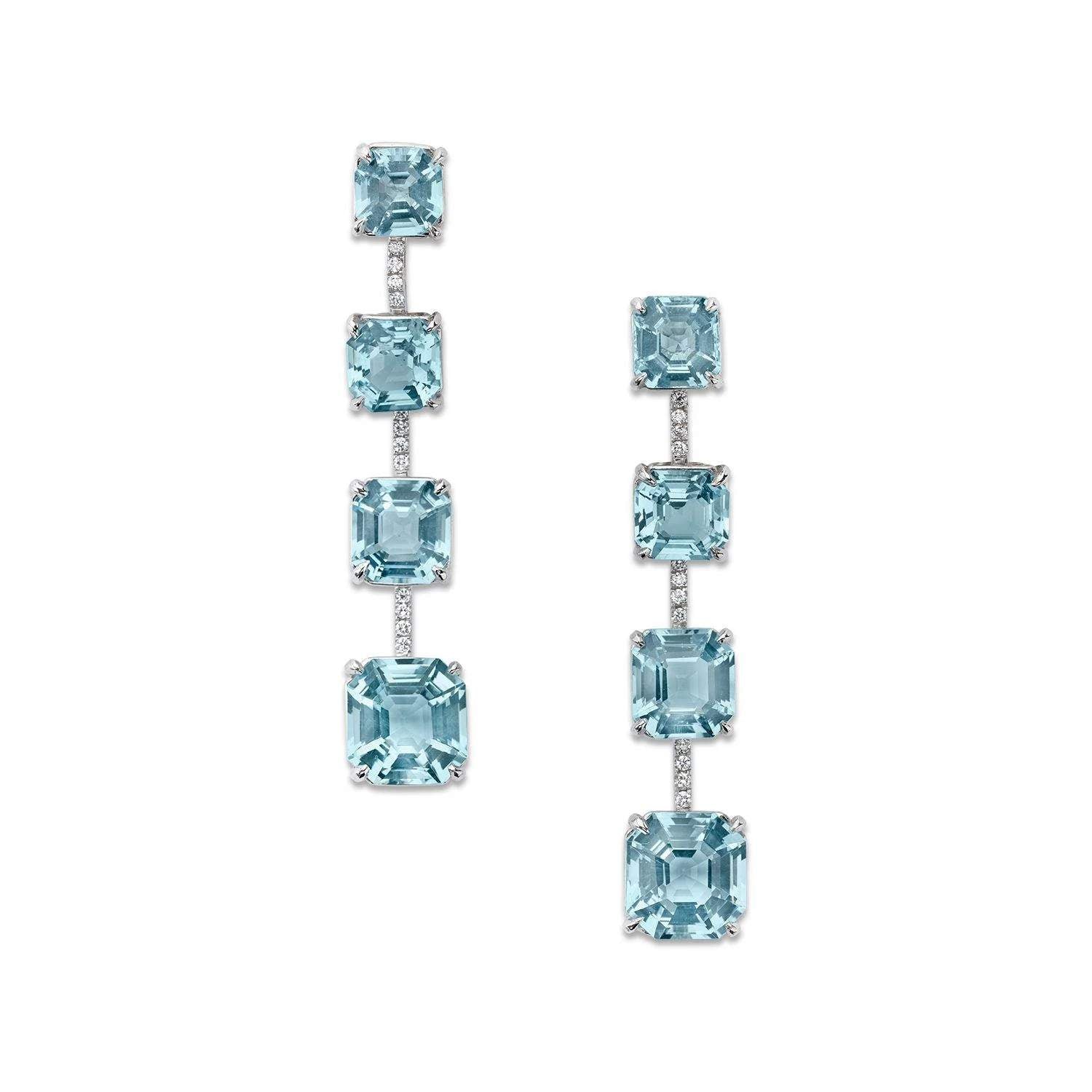 UNIQUE BLUE TOPAZ AND DIAMOND NECKLACE & EARRINGS