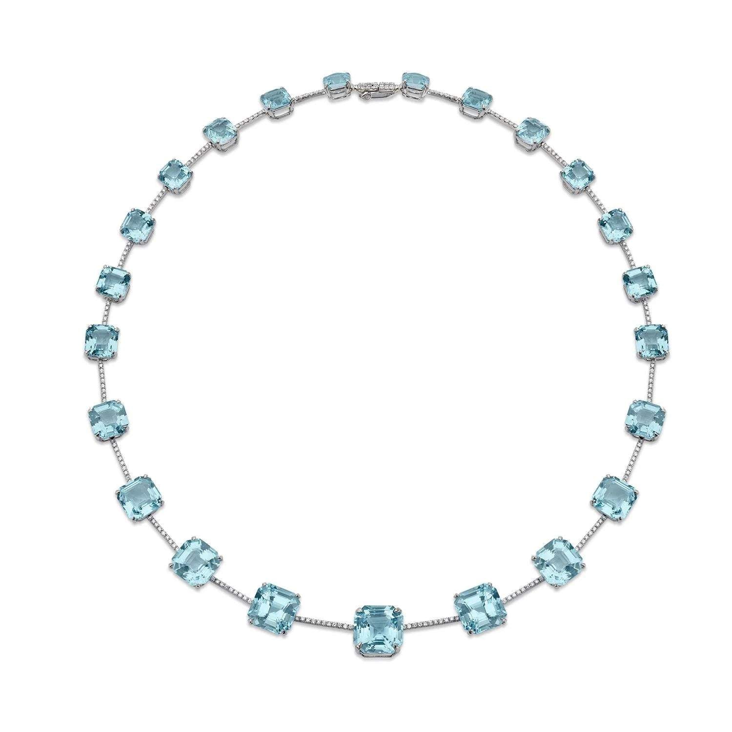 UNIQUE BLUE TOPAZ AND DIAMOND NECKLACE & EARRINGS