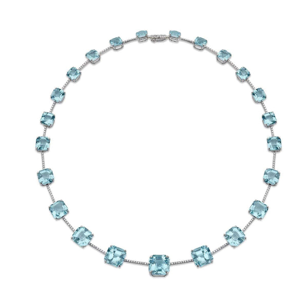 UNIQUE BLUE TOPAZ AND DIAMOND NECKLACE & EARRINGS