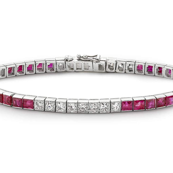 CARTIER RUBY AND DIAMOND ART DECO BRACELET