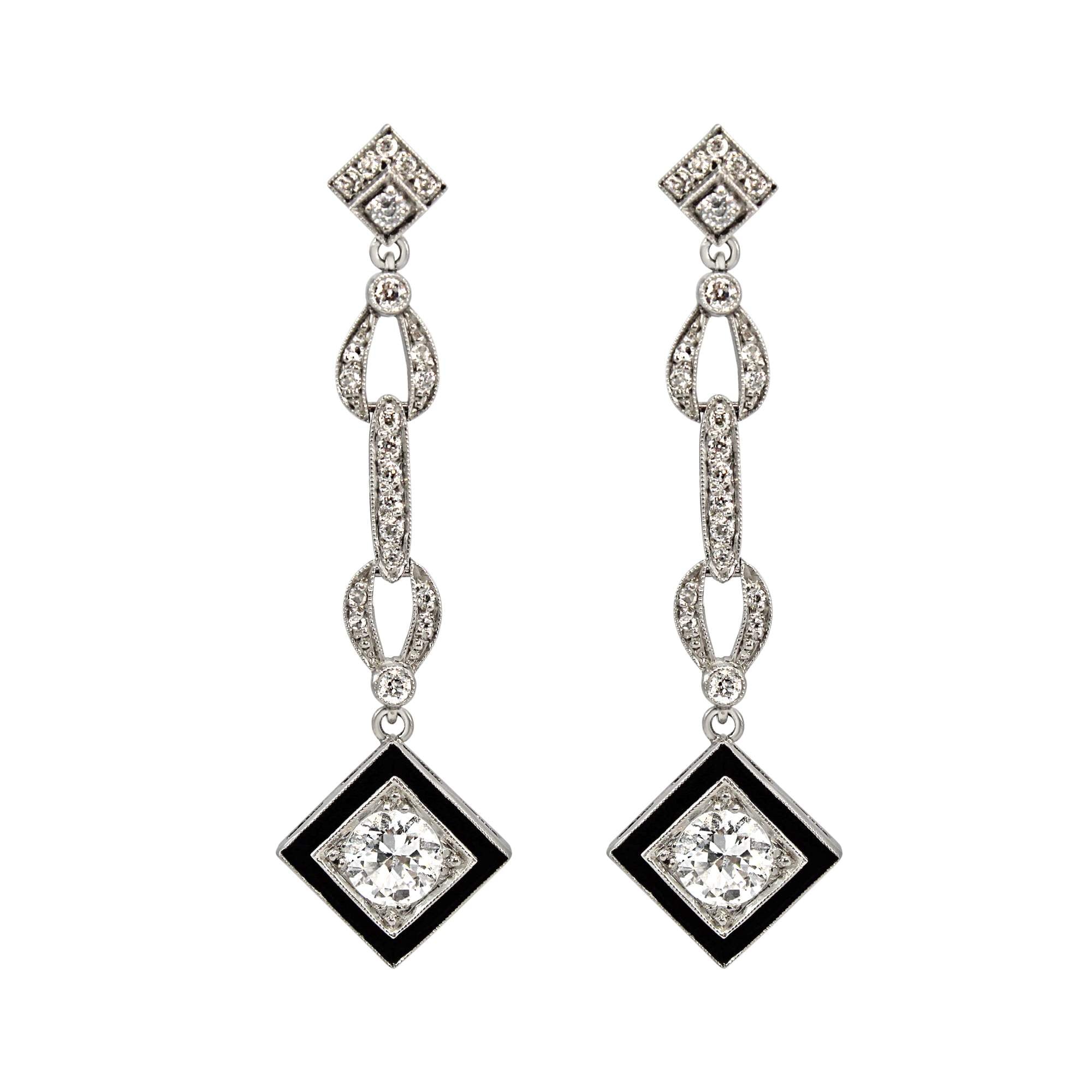 DIAMOND AND ONYX EARRINGS