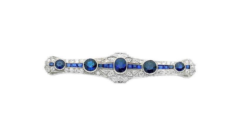 ART DECO SAPPHIRE & DIAMOND BAR PIN