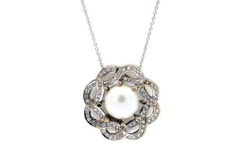 GREGG RUTH MABE PEARL AND DIAMOND PENDANT