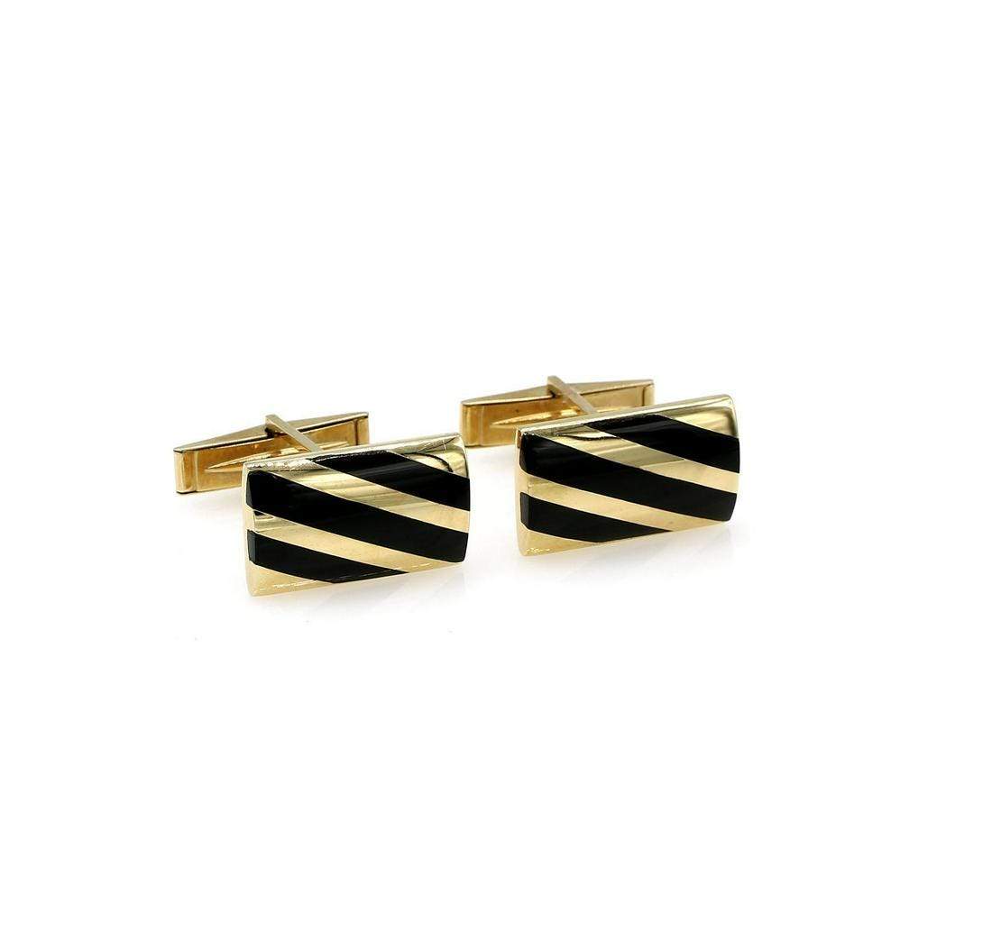 ONYX AND GOLD STRIPED CUFFLINKS