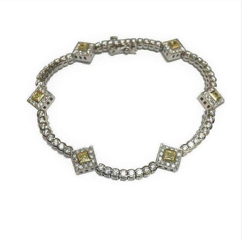 WHITE AND FANCY YELLOW DIAMOND BRACELET