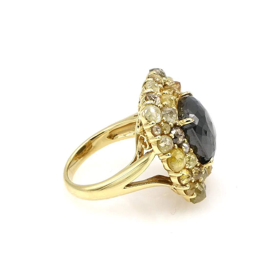 YELLOW AND BLACK ROSE CUT DIAMOND RING