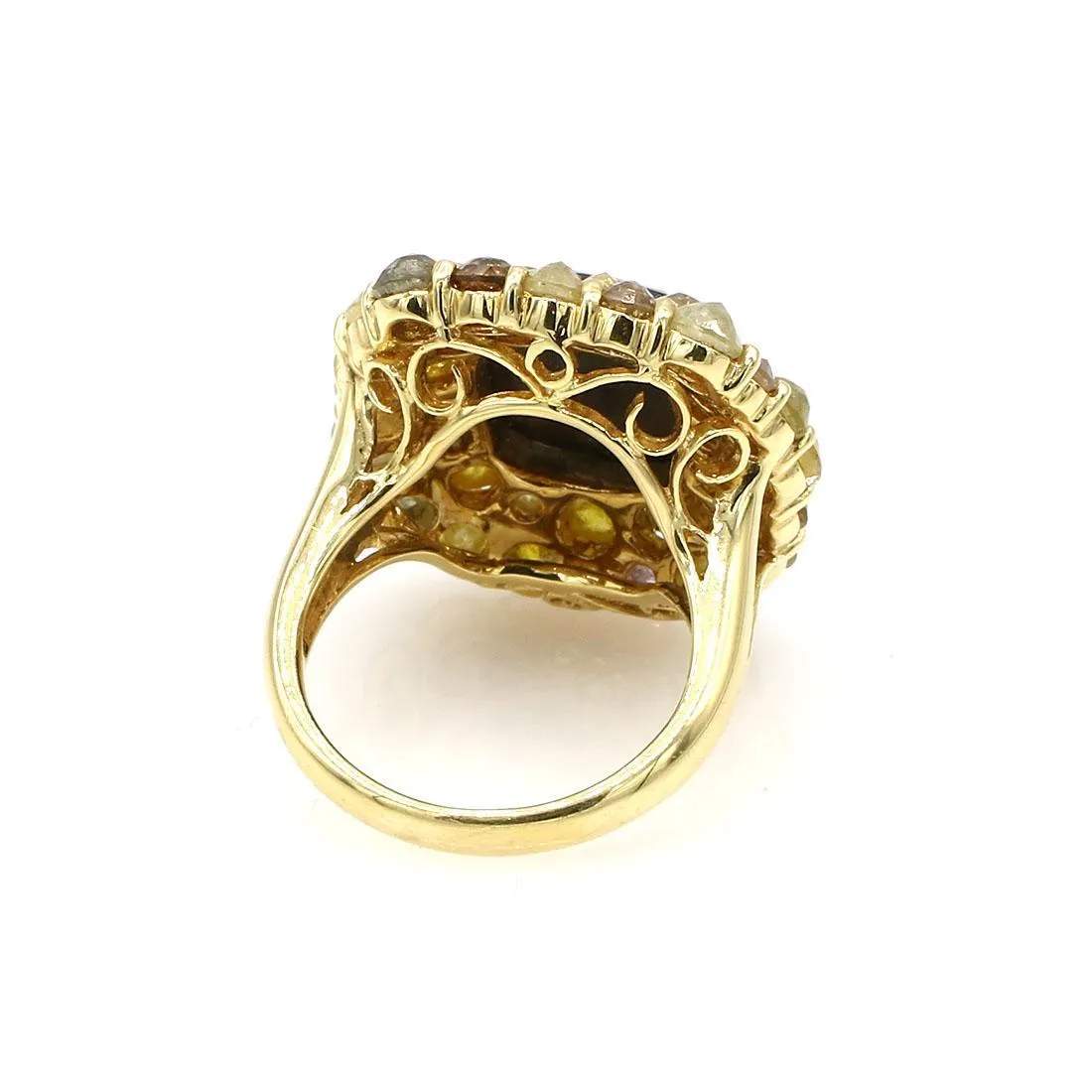 YELLOW AND BLACK ROSE CUT DIAMOND RING