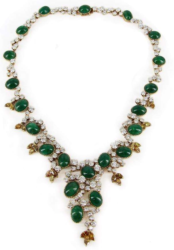 VINTAGE CARTIER PARIS EMERALD & DIAMOND NECKLACE