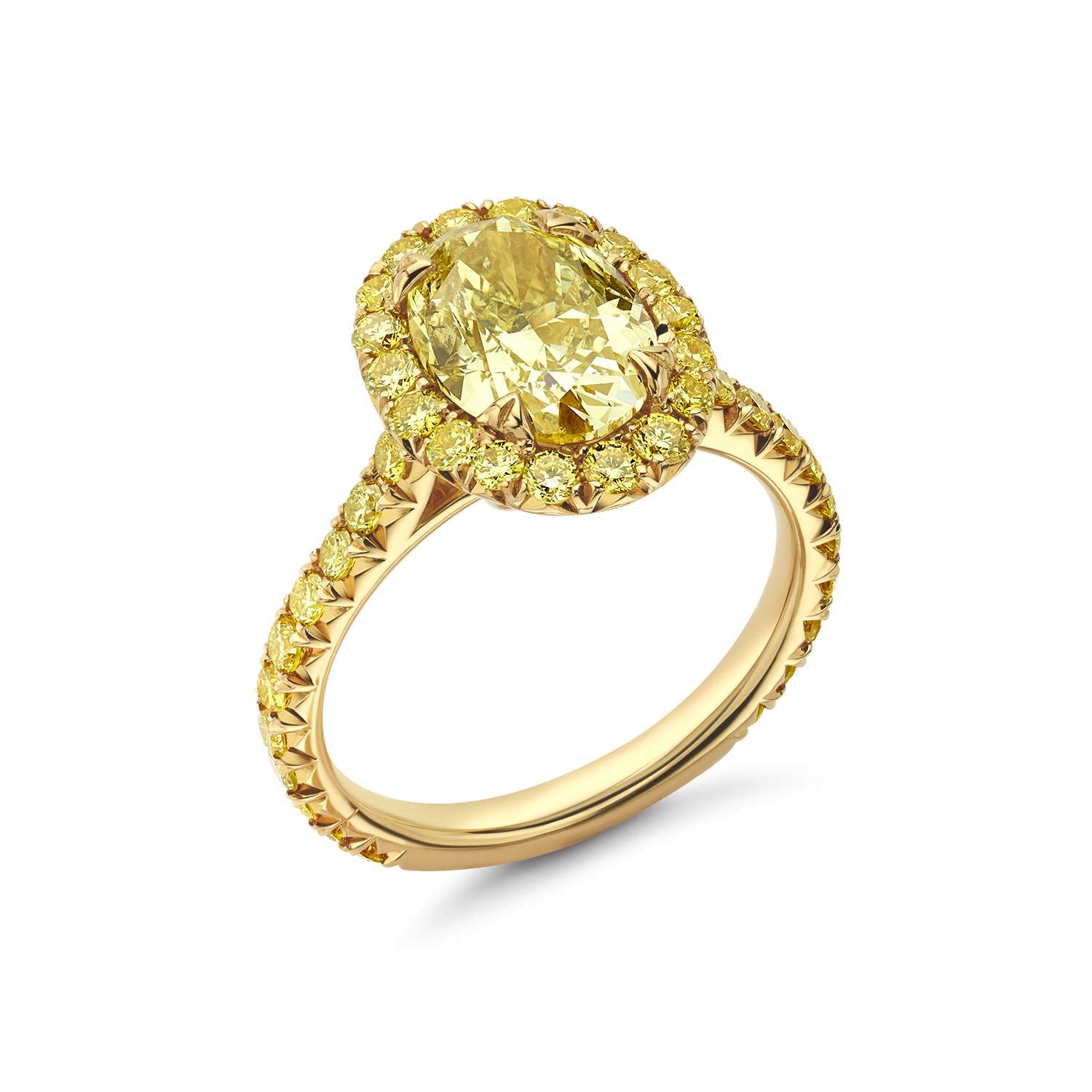 CUSTOM YELLOW OVAL HALO ENGAGEMENT RING