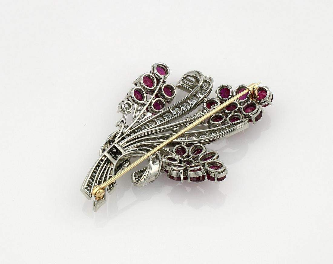 TIFFANY & CO DECO RUBY AND DIAMOND BROOCH