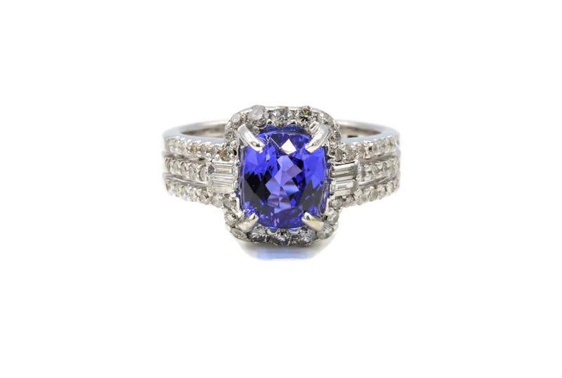 TANZANITE AND DIAMOND RING