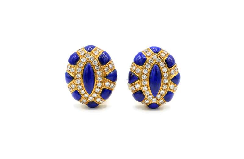 ANDREOLI LAPIS AND DIAMOND EARRINGS