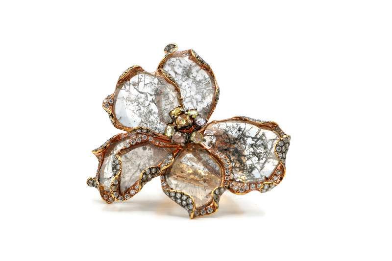 UNIQUE DIAMOND SLICE FLOWER RING