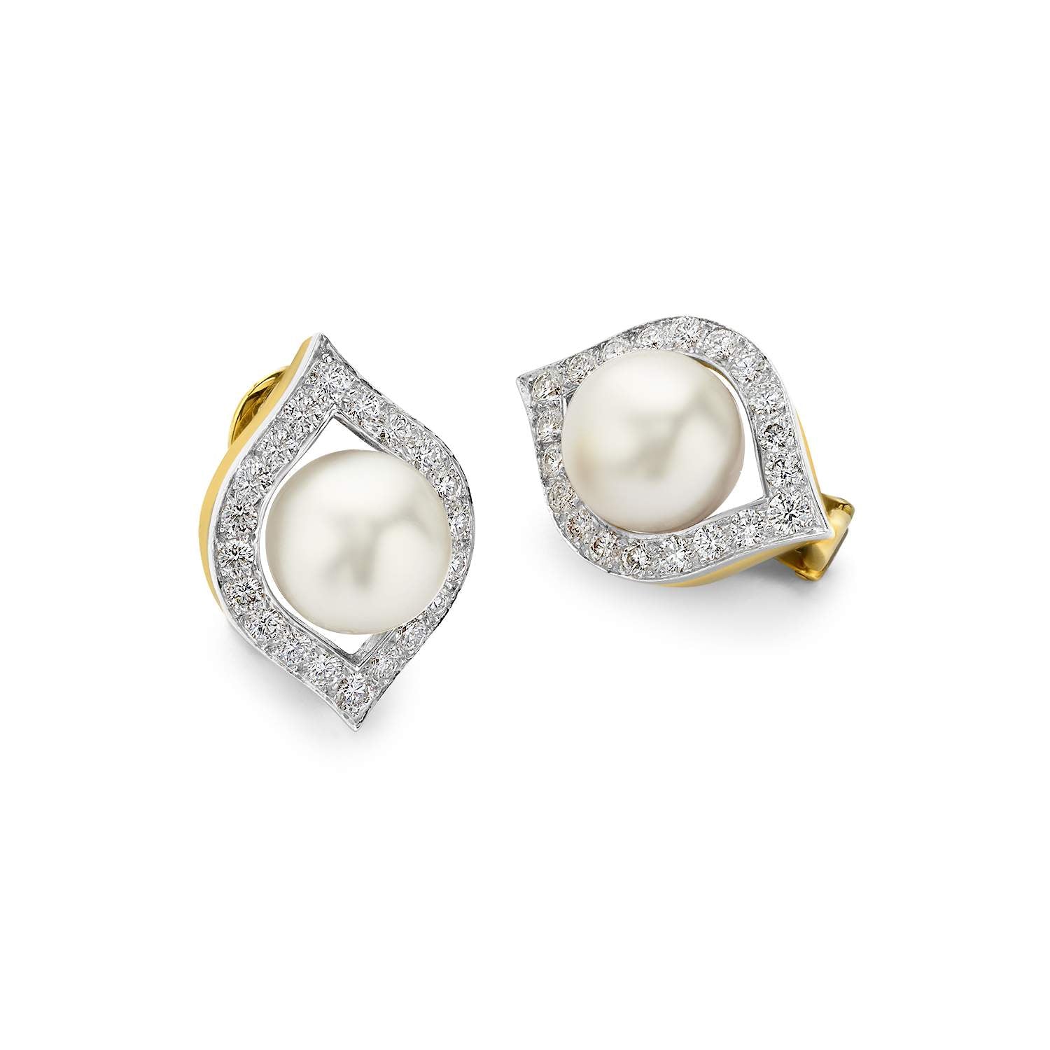 WEBB PEARL AND DIAMOND EARRINGS