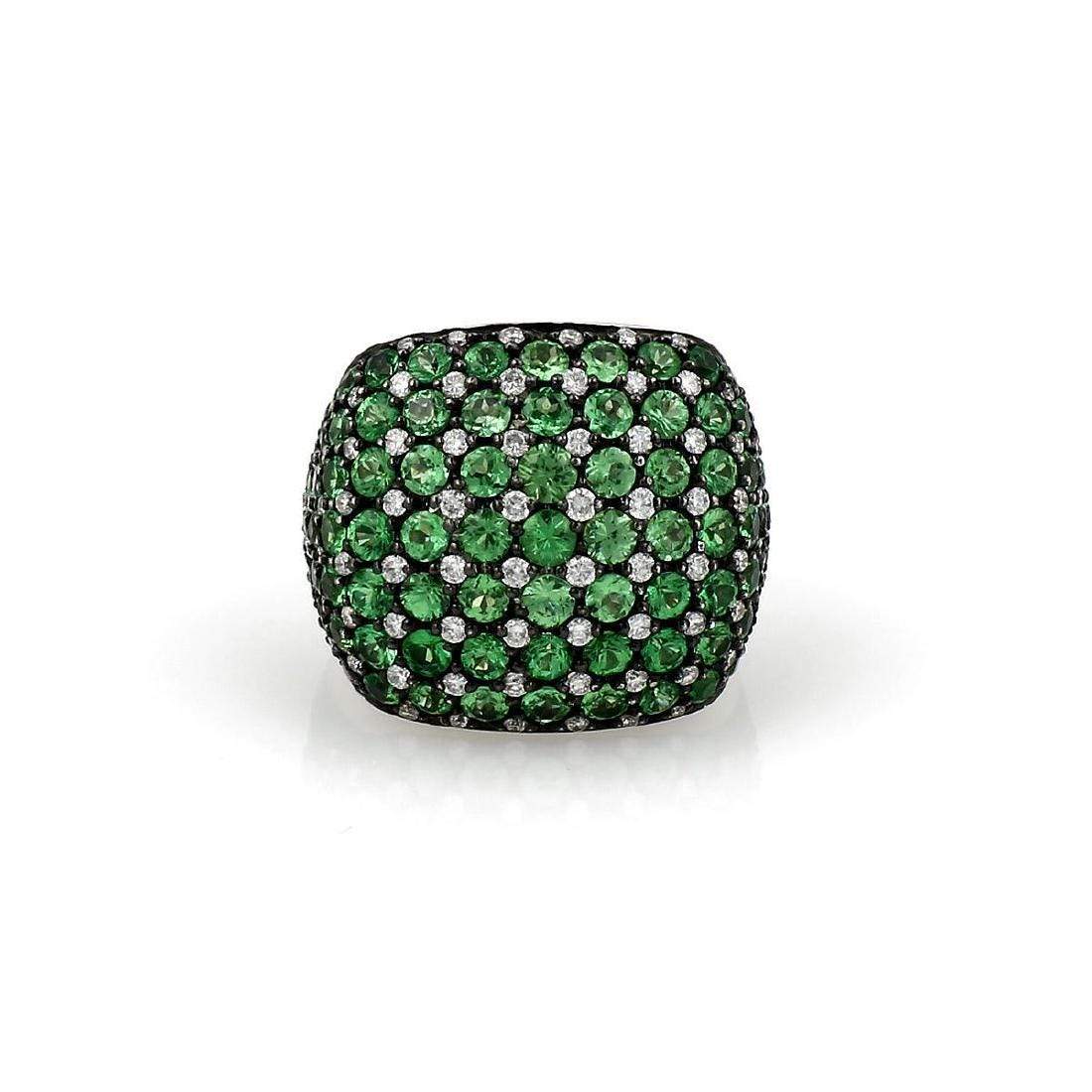 TSAVORITE AND DIAMOND PAVE RING