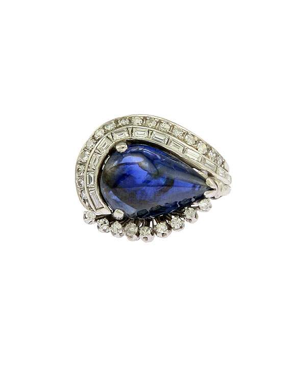 DECO DIAMOND AND SAPPHIRE RING