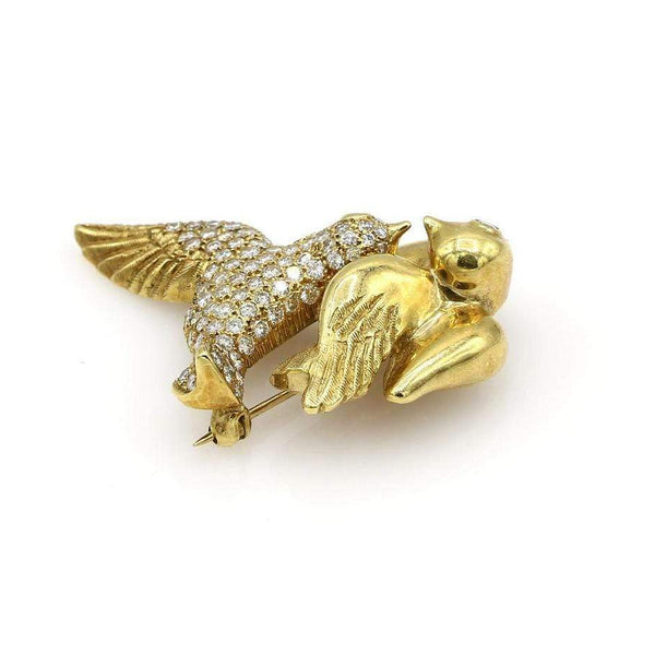 TWO DOVES DIAMOND BROOCH