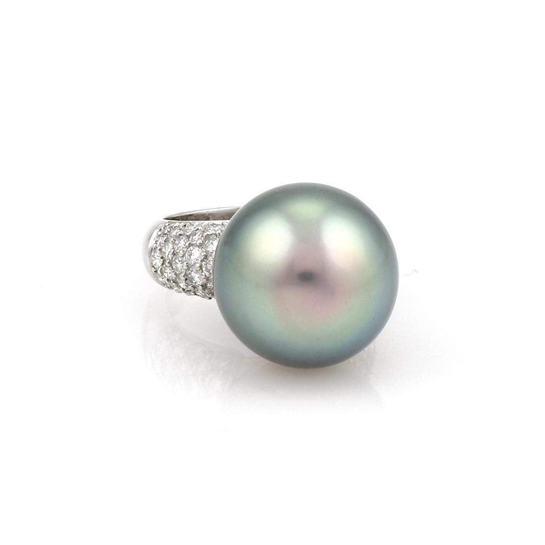 TAHITIAN PEARL & DIAMOND RING