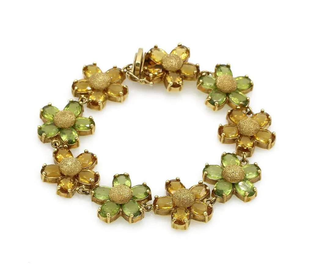 PERIDOT AND CITRINE NECKLACE AND BRACELET SET