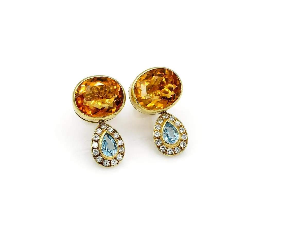 CITRINE & BLUE TOPAZ EARRINGS