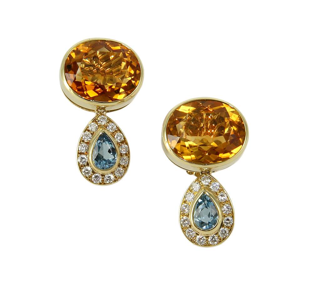 CITRINE & BLUE TOPAZ EARRINGS