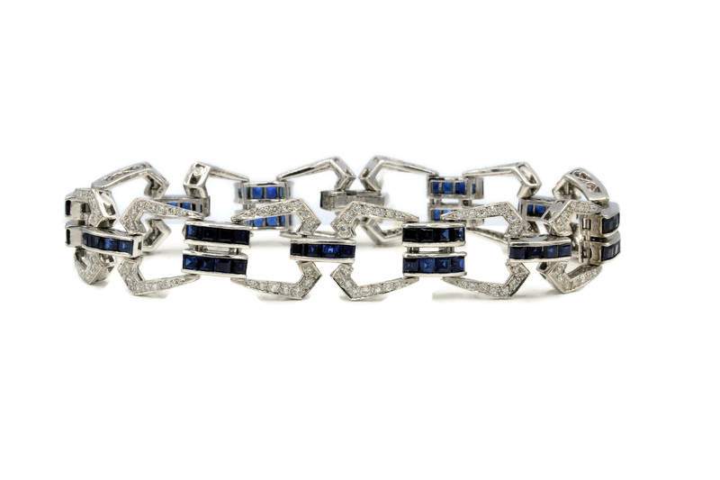 VINTAGE SAPPHIRE AND DIAMOND BRACELET