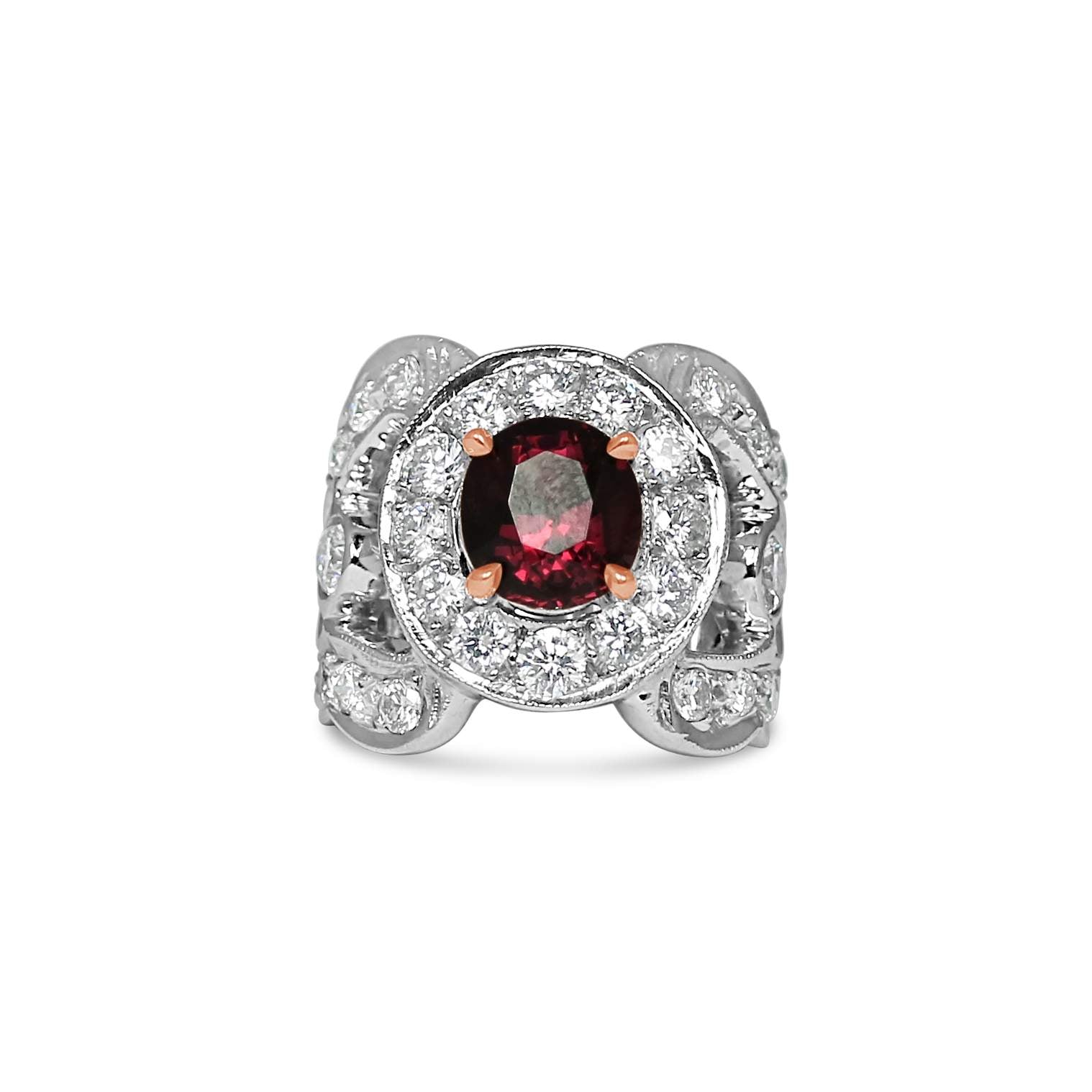 PINK SPINEL AND DIAMOND RING