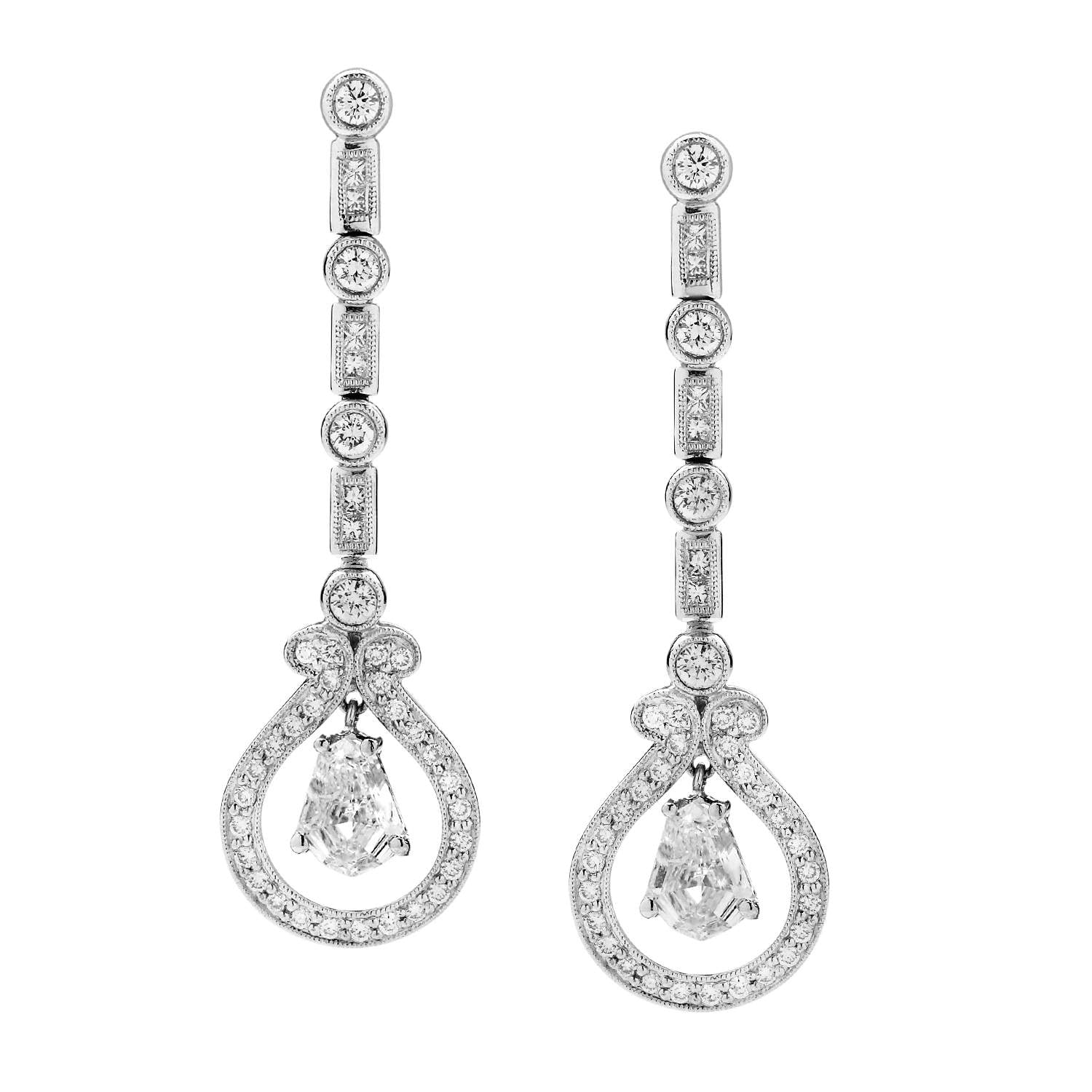 PLATINUM DAUSSI DIAMOND DANGLE EARRINGS