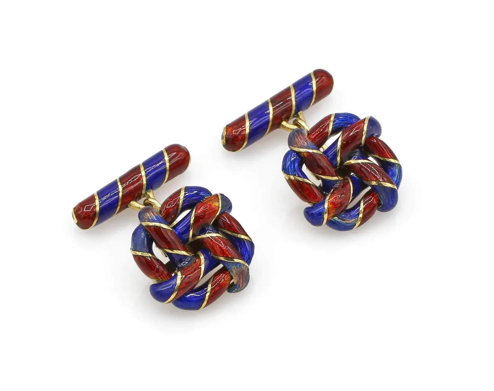 BLUE AND RED ENAMEL CUFFLINKS