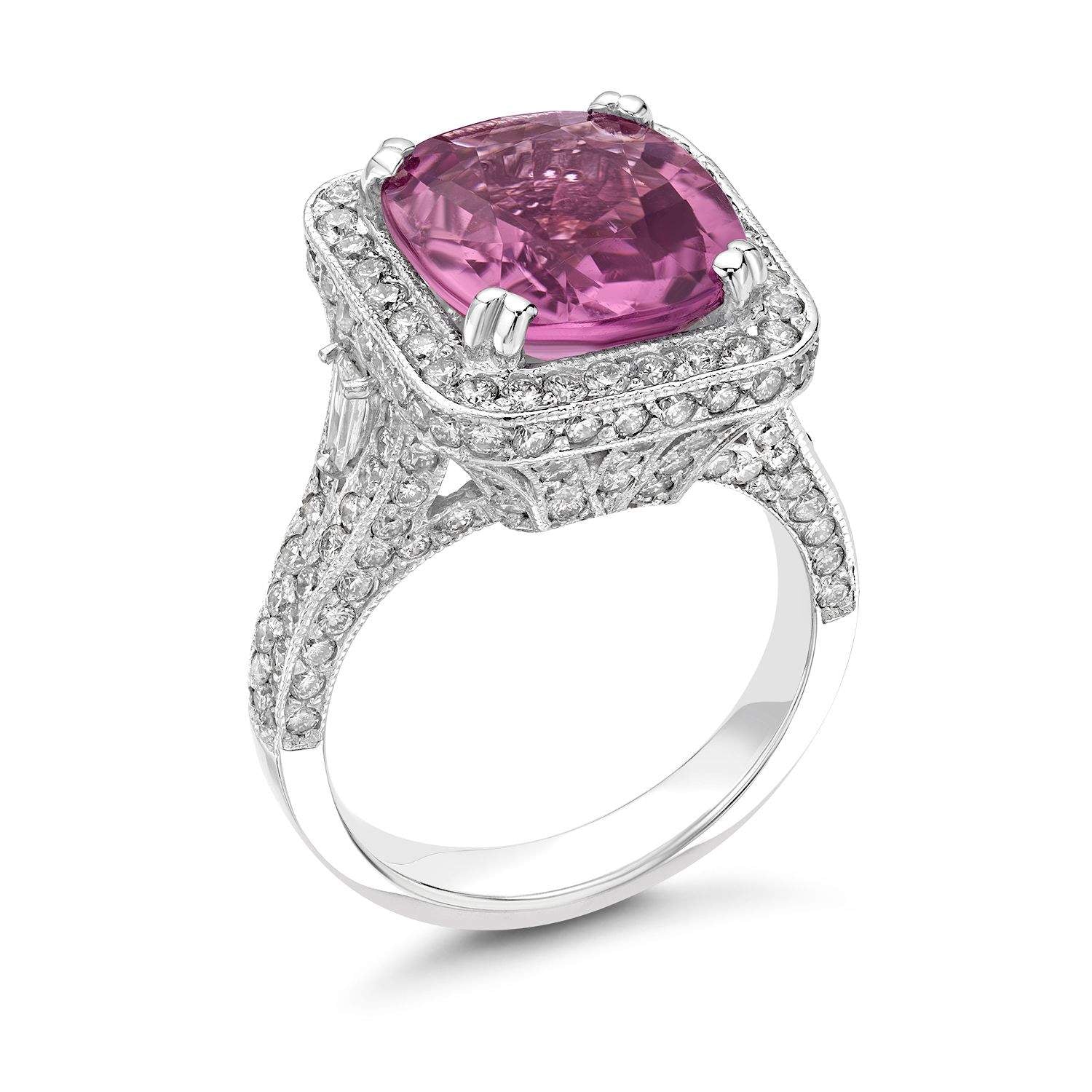 PINK TOURMALINE AND DIAMOND RING