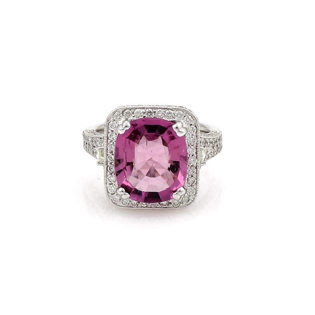 PINK TOURMALINE AND DIAMOND RING