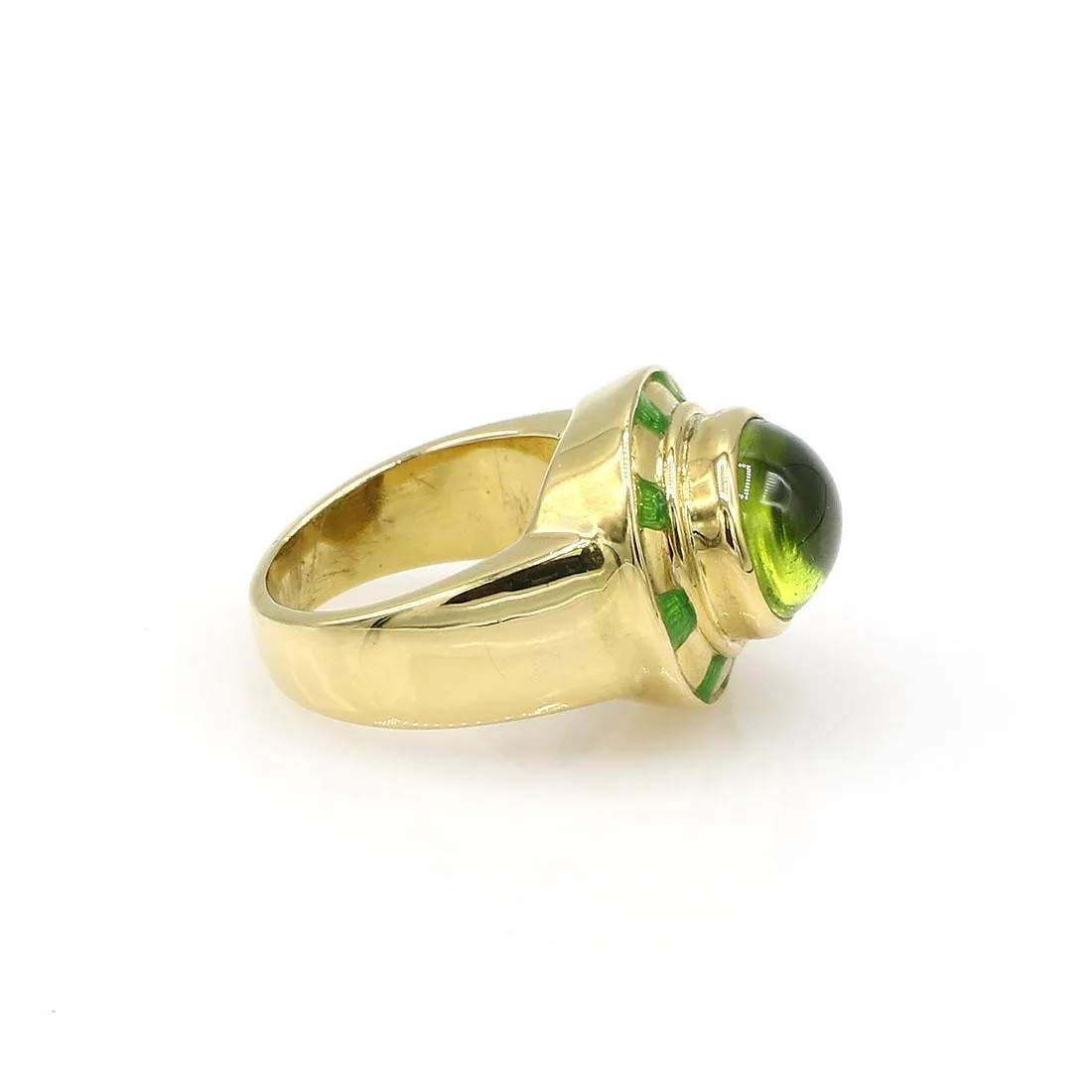 PERIDOT GREEN ENAMEL RING