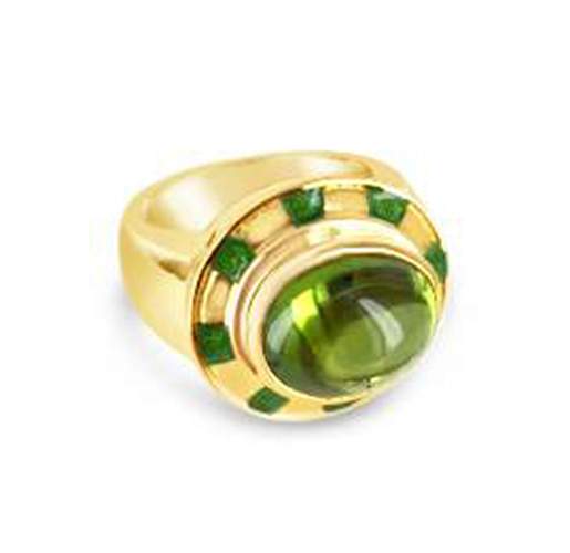 PERIDOT GREEN ENAMEL RING