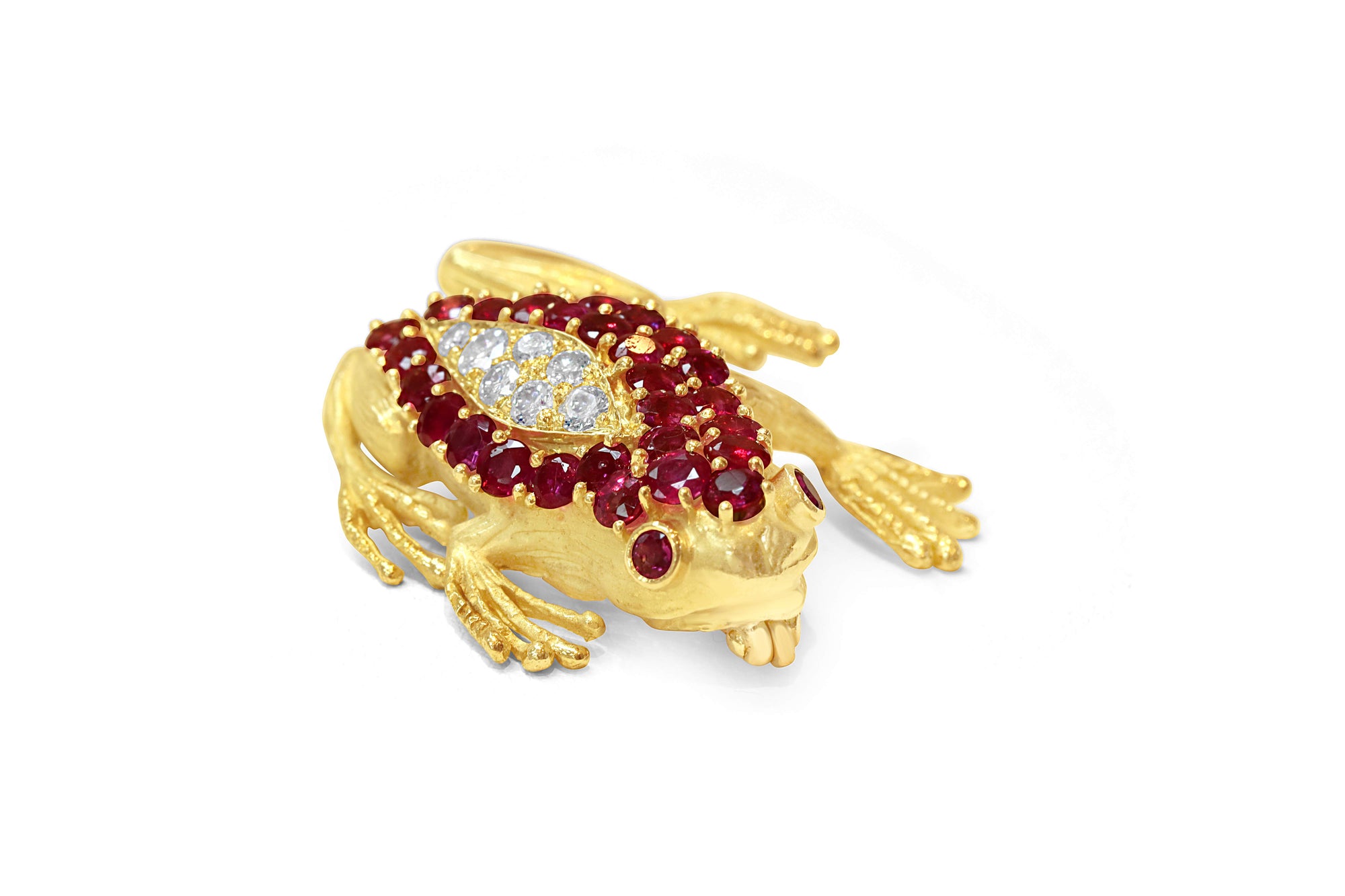 WHIMSICAL RUBY AND DIAMOND FROG PIN