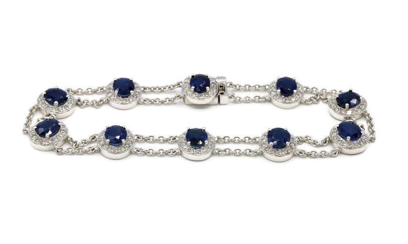 SAPPHIRE AND DIAMOND OVAL LINK BRACELET