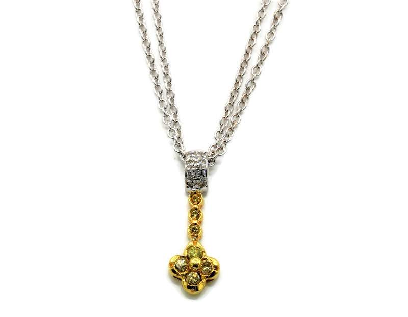 YELLOW DIAMOND FLOWER DROP PENDANT