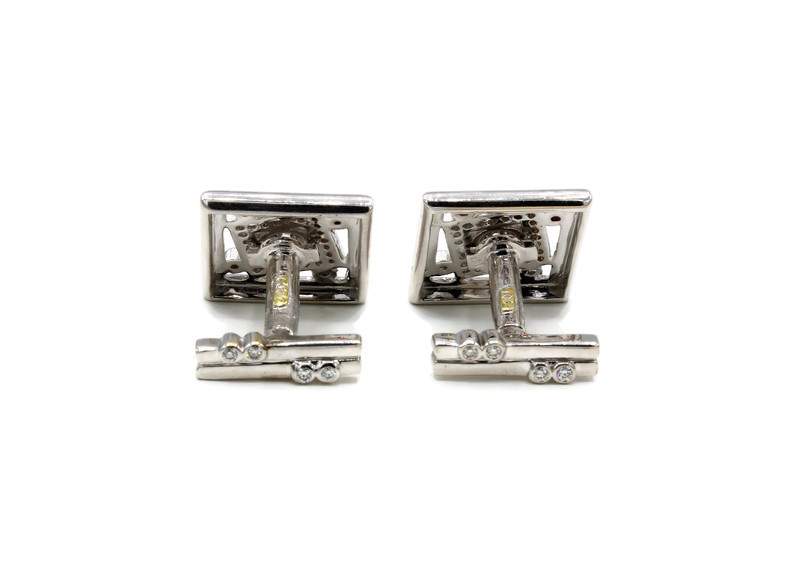 WHITE GOLD AND DIAMOND CUFFLINKS