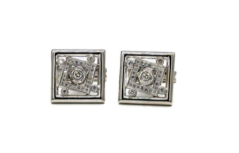 WHITE GOLD AND DIAMOND CUFFLINKS