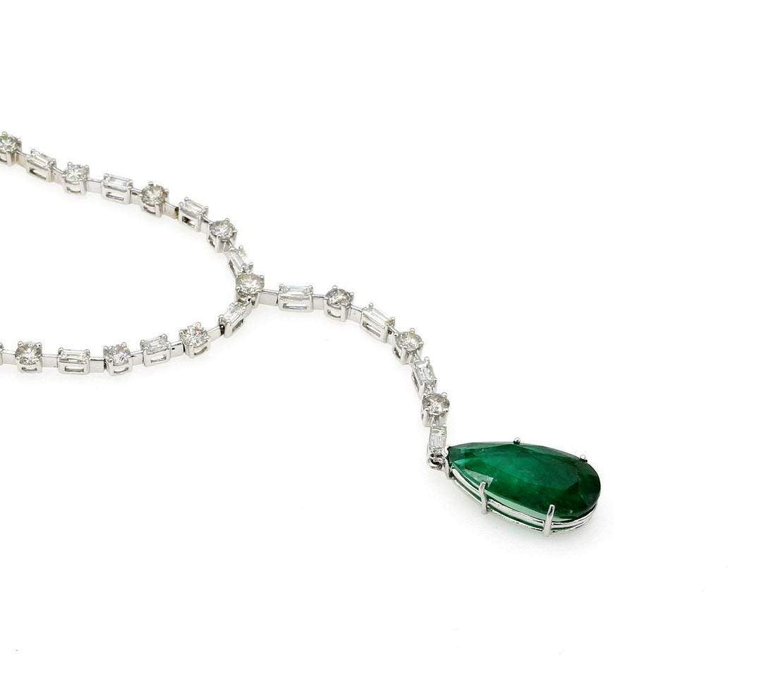 DIAMOND LINE AND EMERALD LARIAT NECKLACE