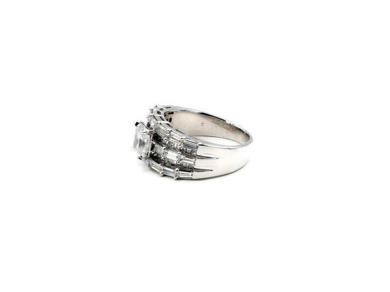 RADIANT CUT AND BAGUETTE DIAMOND RING