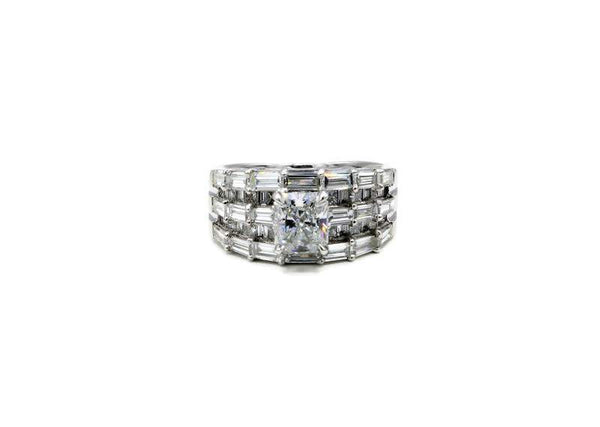 RADIANT CUT AND BAGUETTE DIAMOND RING